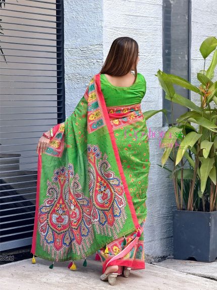 প্রিমিয়াম চাঁন্দেরি সিল্ক ডলার শাড়ি ও ব্লাউজ পিস (কোড-৪) টিয়া