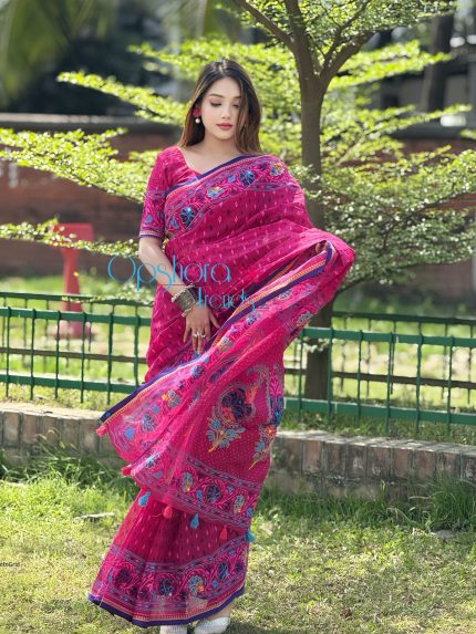 প্রিমিয়াম বুটিকস শাড়ি ও ব্লাউজ পিস (বুটিকস-৪)মেজেন্ডা