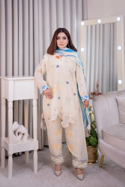 গর্জিয়াস কাটওয়ার্ক পার্টিওয়্যার ড্রেস!! ঈদ এক্সক্লুসিভ(কোর্ডস:৩৮) হোয়াইট সানফ্লাওয়ার